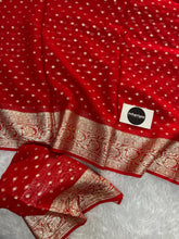 Red Pure Viscose Gerogette Silk Saree